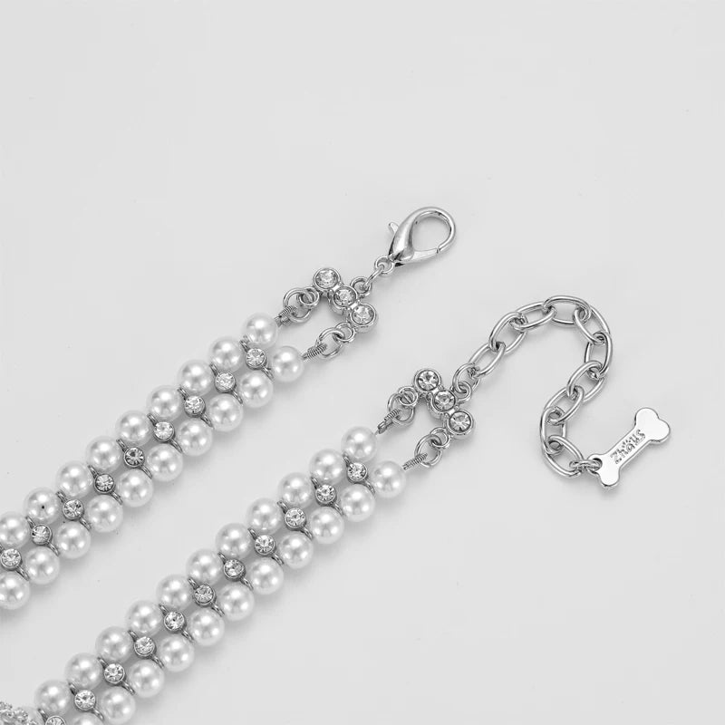 Perlen- und Kristall-Hundehalsband