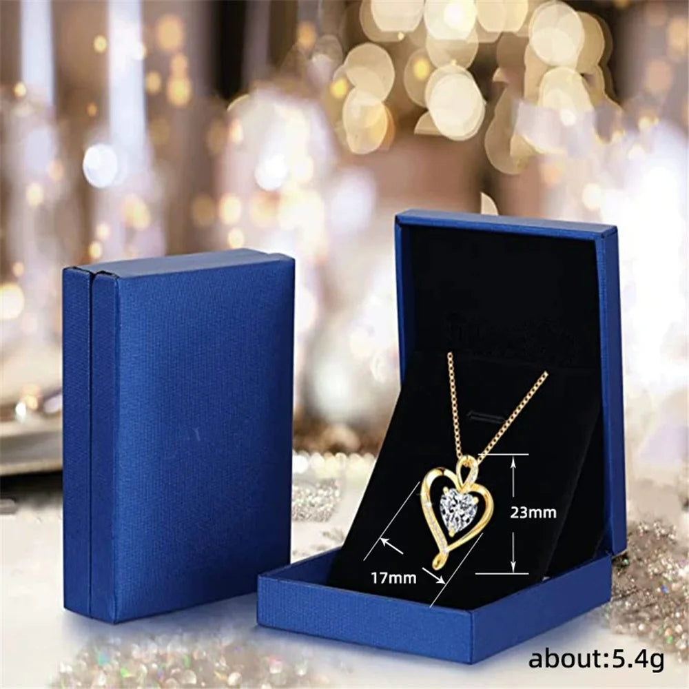 Golden Crystal Heart Necklace