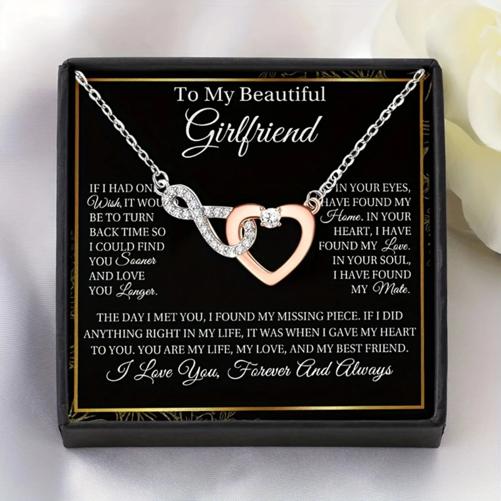 Infinity Heart Necklace - With Card & Gift Box