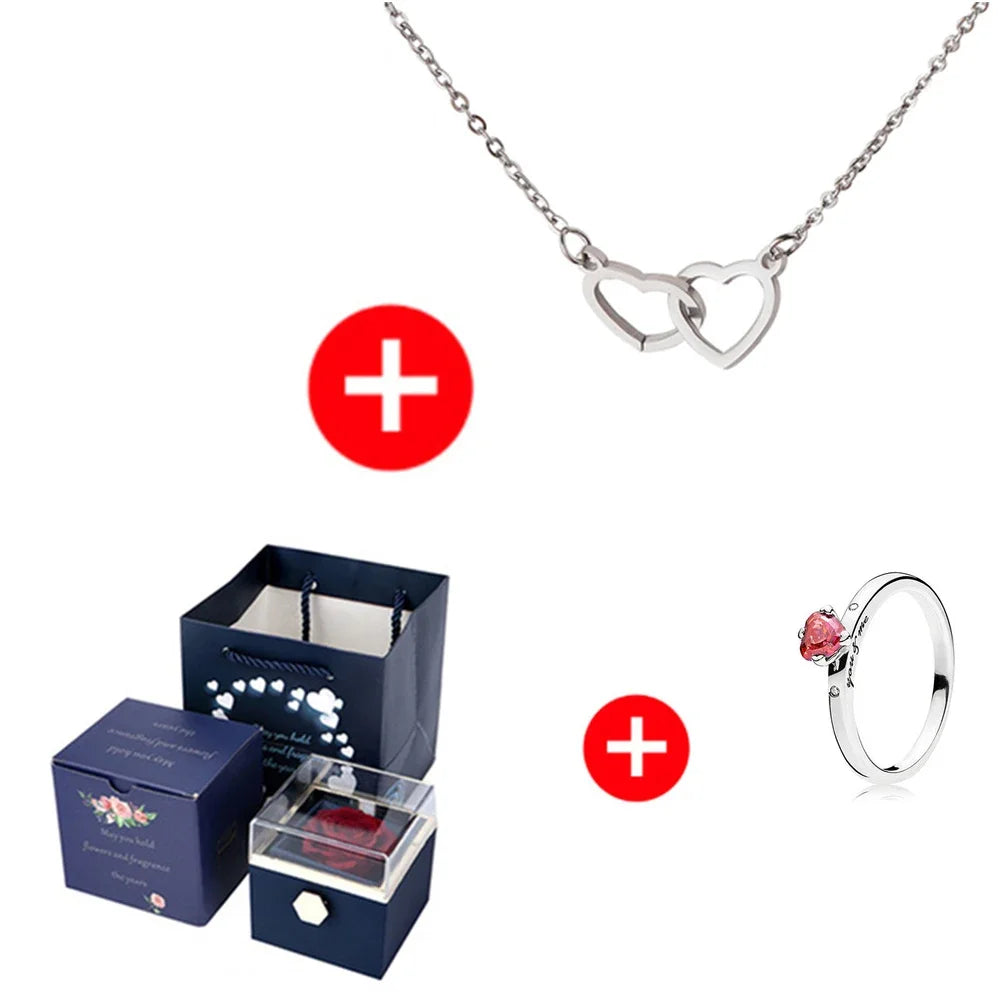 Herz Halskette mit individuellen Namen - Ewige Rose Geschenkbox