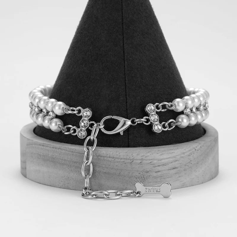 Perlen- und Kristall-Hundehalsband