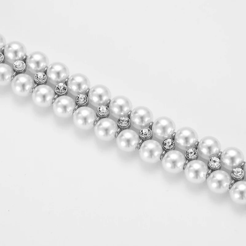 Perlen- und Kristall-Hundehalsband