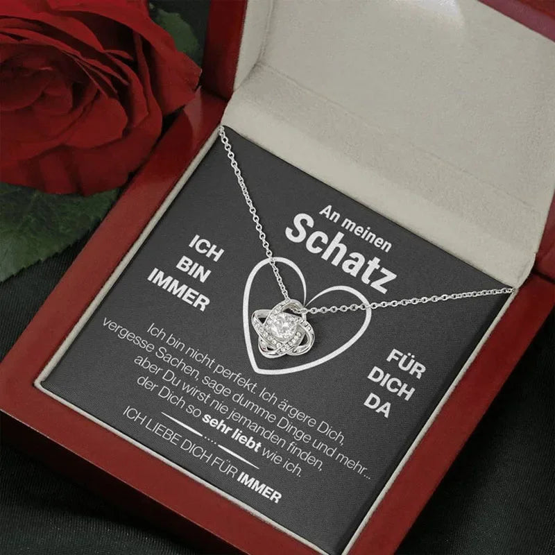 An meinen Schatz – Knotenanhänger in 14k Weißgold Veredelung