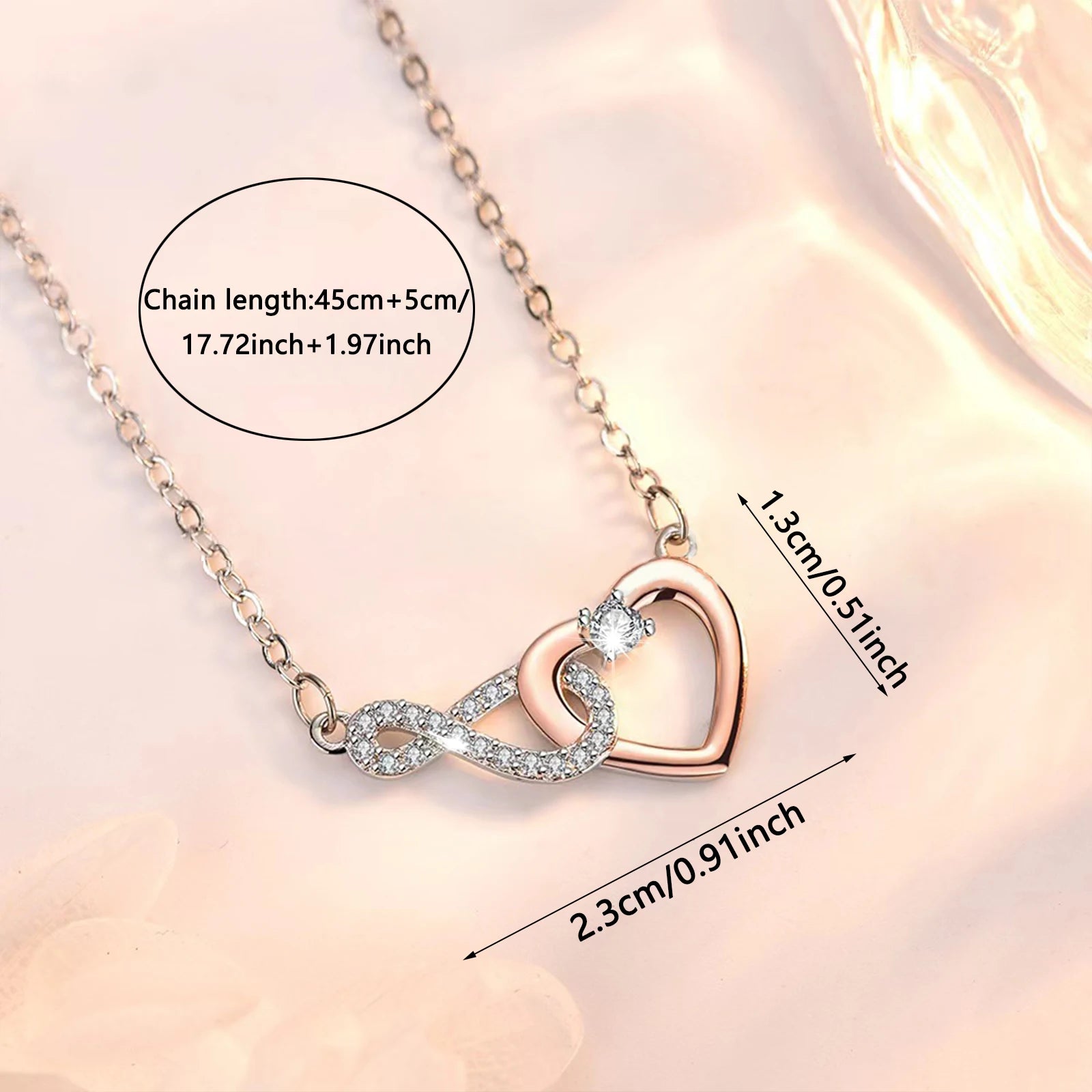 Infinity Heart Necklace - With Card & Gift Box