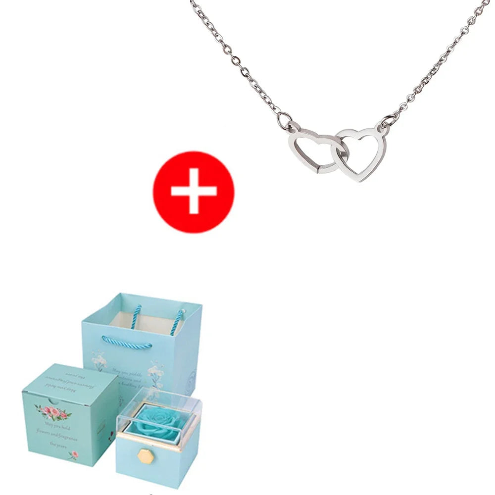 Herz Halskette mit individuellen Namen - Ewige Rose Geschenkbox